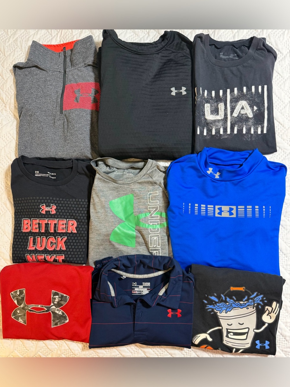 Under Armour Kids Mixed Activewear Tops Bundle Short Long Sleeves Boy Large